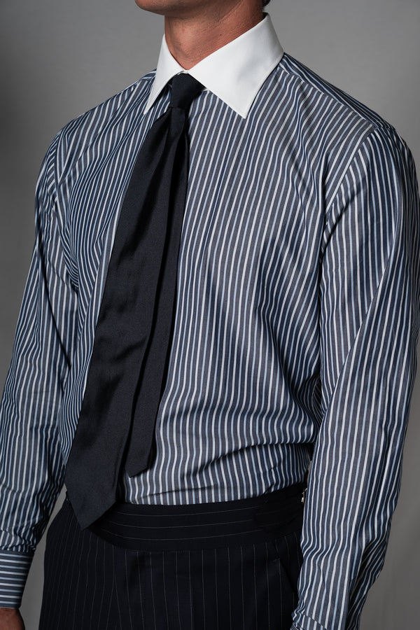 Stripes Blue Cotton Business Shirt