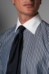 Stripes Blue Cotton Business Shirt - Camisa BUND