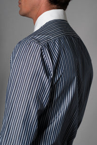 Stripes Blue Cotton Business Shirt - Camisa BUND