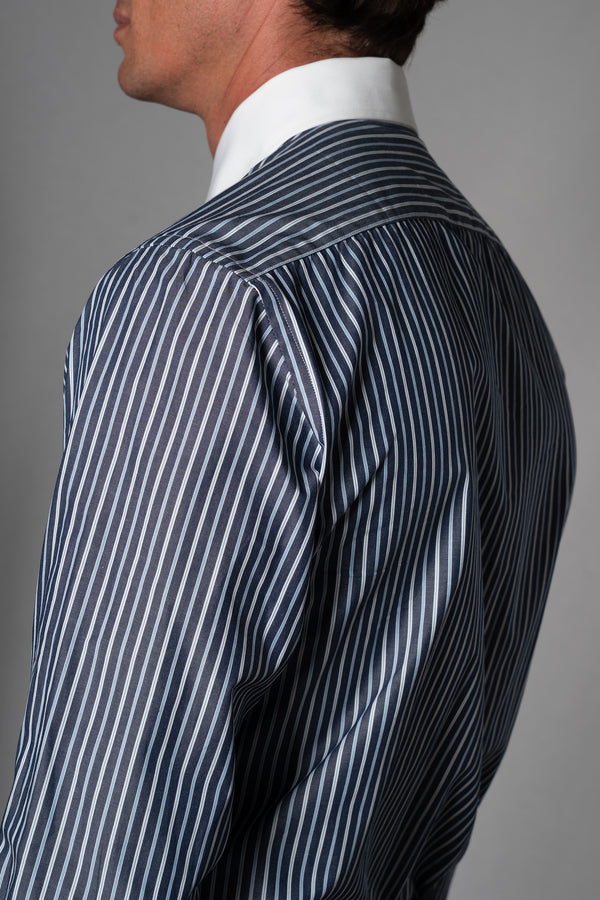 Stripes Blue Cotton Business Shirt