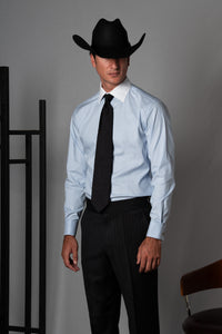 Stripes Light Blue Cotton Business Shirt