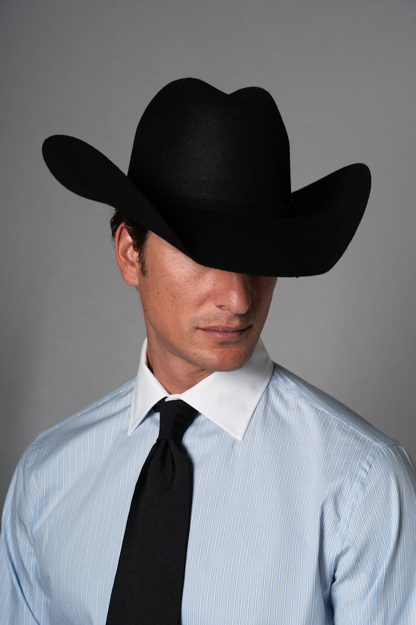 Stripes Light Blue Cotton Business Shirt