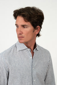Navy Stripe Linen Shirt