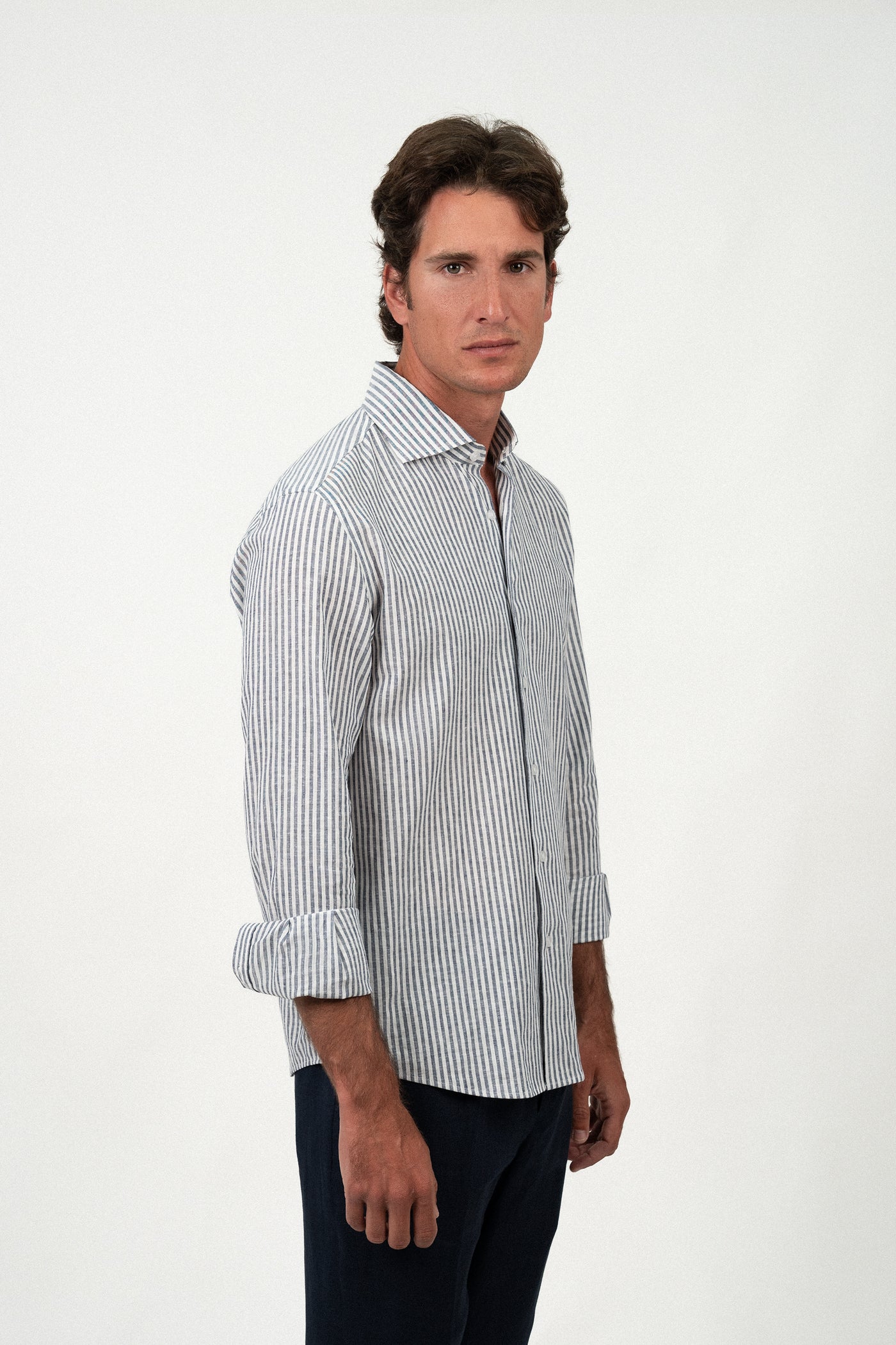 Navy Stripe Linen Shirt