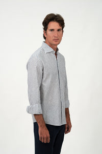 Navy Stripe Linen Shirt
