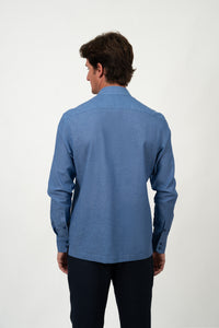 Linen Mao Shirt Blue Denim