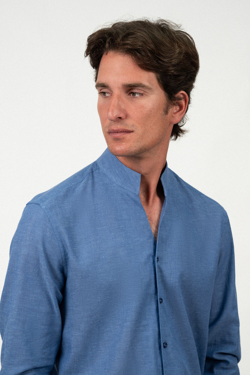 Camisa Lino Mao Blue Denim