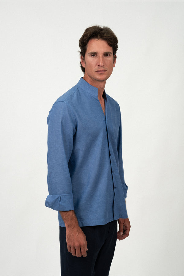 Camisa Lino Mao Blue Denim