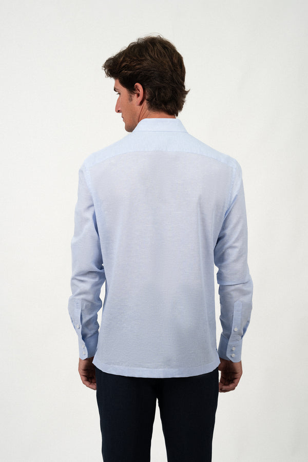 Camisa Lino Mao Light Blue