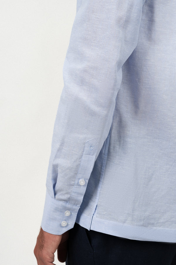 Camisa Lino Mao Light Blue