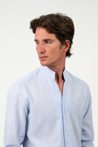 Light Blue Mao Linen Shirt