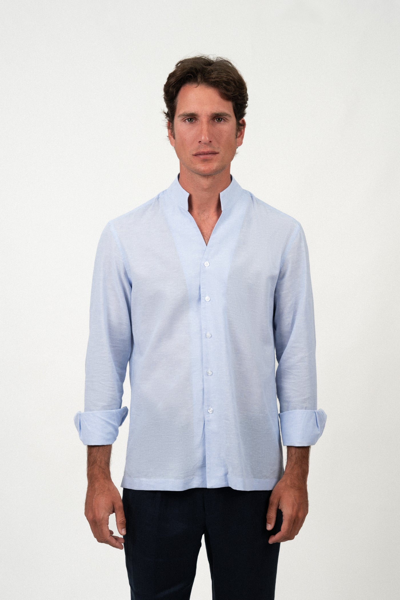 Light Blue Mao Linen Shirt