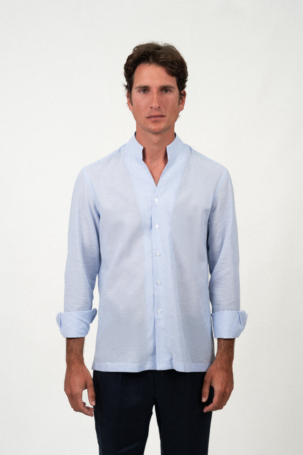 Camisa Lino Mao Light Blue