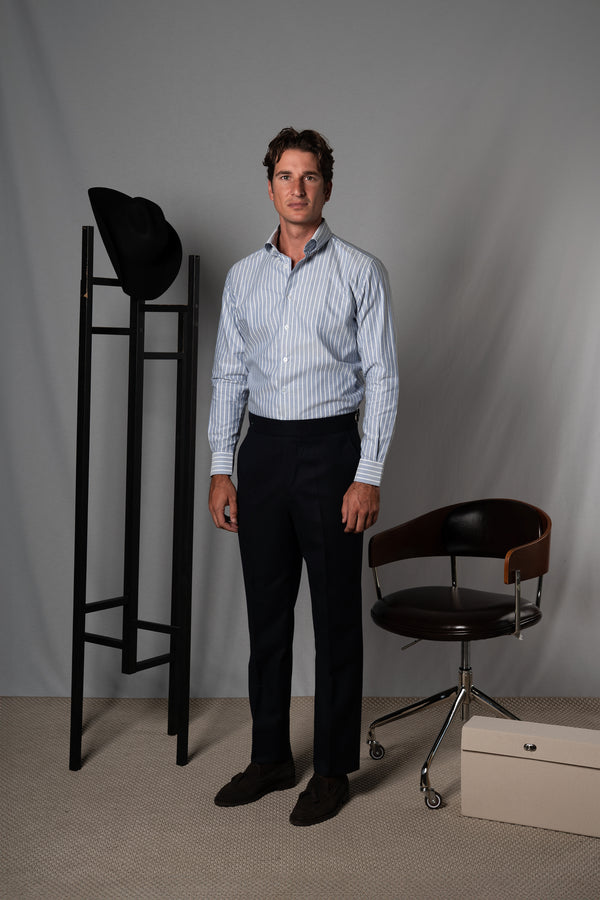 Stripes Navy Cotton Casual Shirt