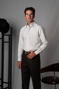 Stripes Brown Cotton Casual Shirt