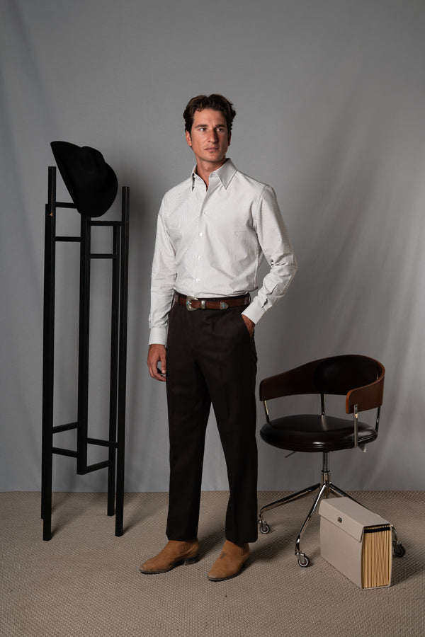 Stripes Brown Cotton Casual Shirt