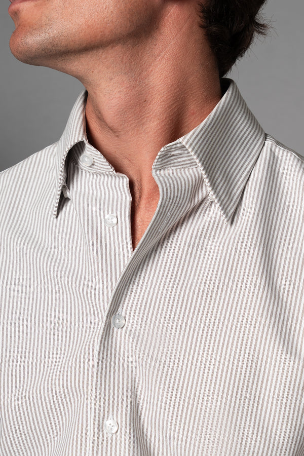 Stripes Brown Cotton Casual Shirt