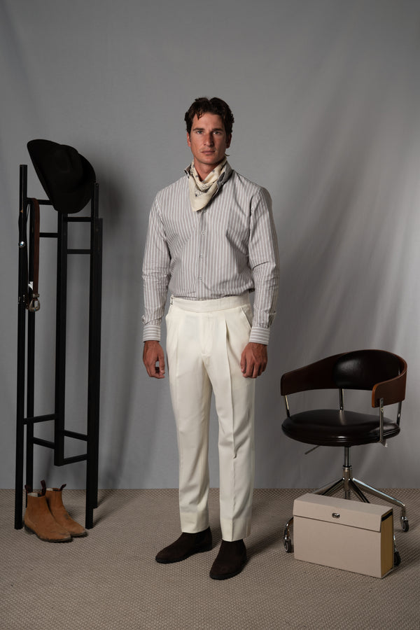 Wide Stripes Brown Cotton Casual Shirt