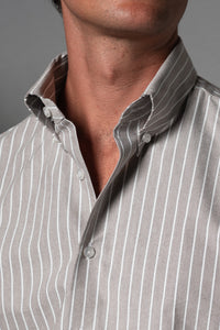 Wide Stripes Brown Cotton Casual Shirt - Camisa BUND