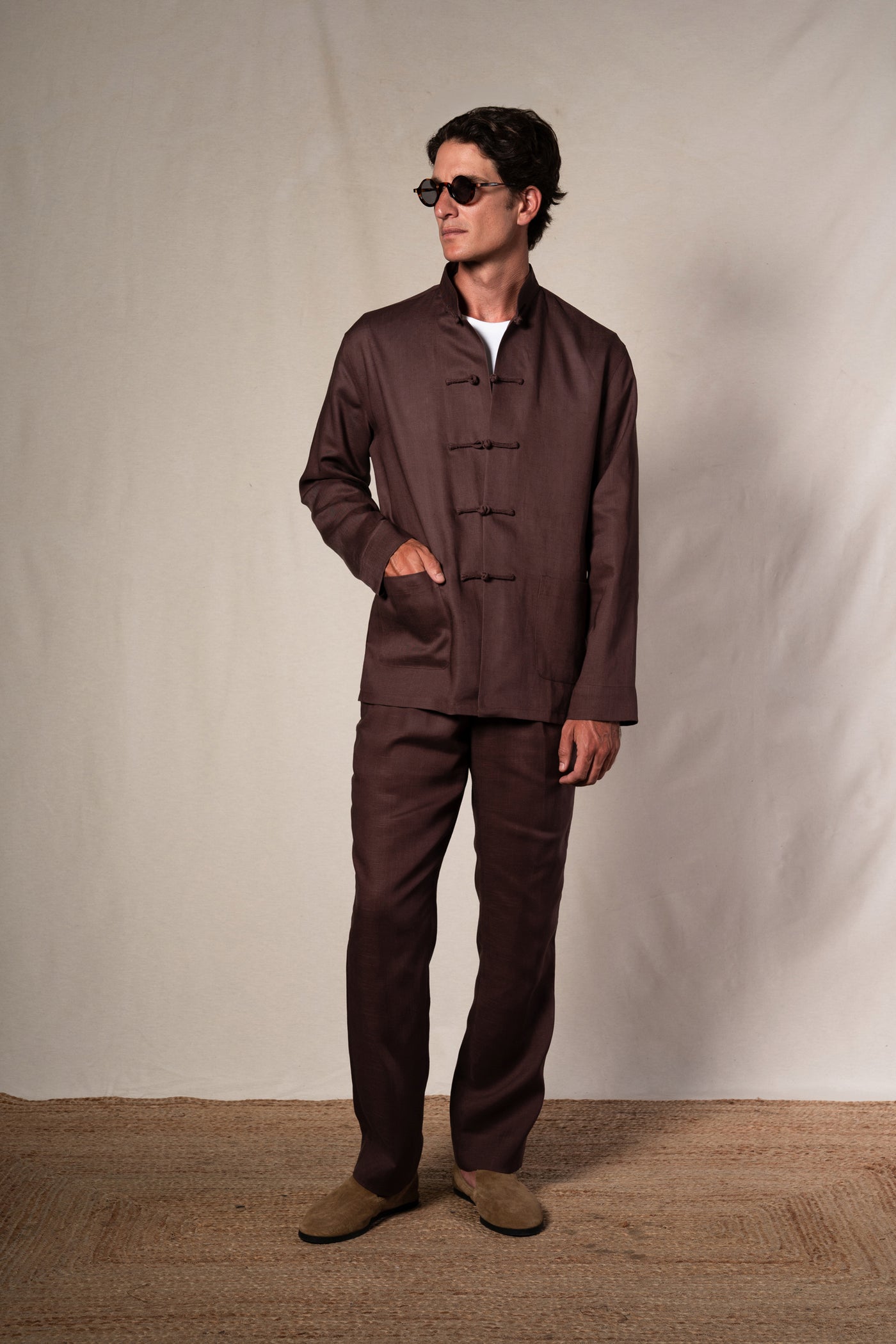Dark Brown Tang Linen Shirt