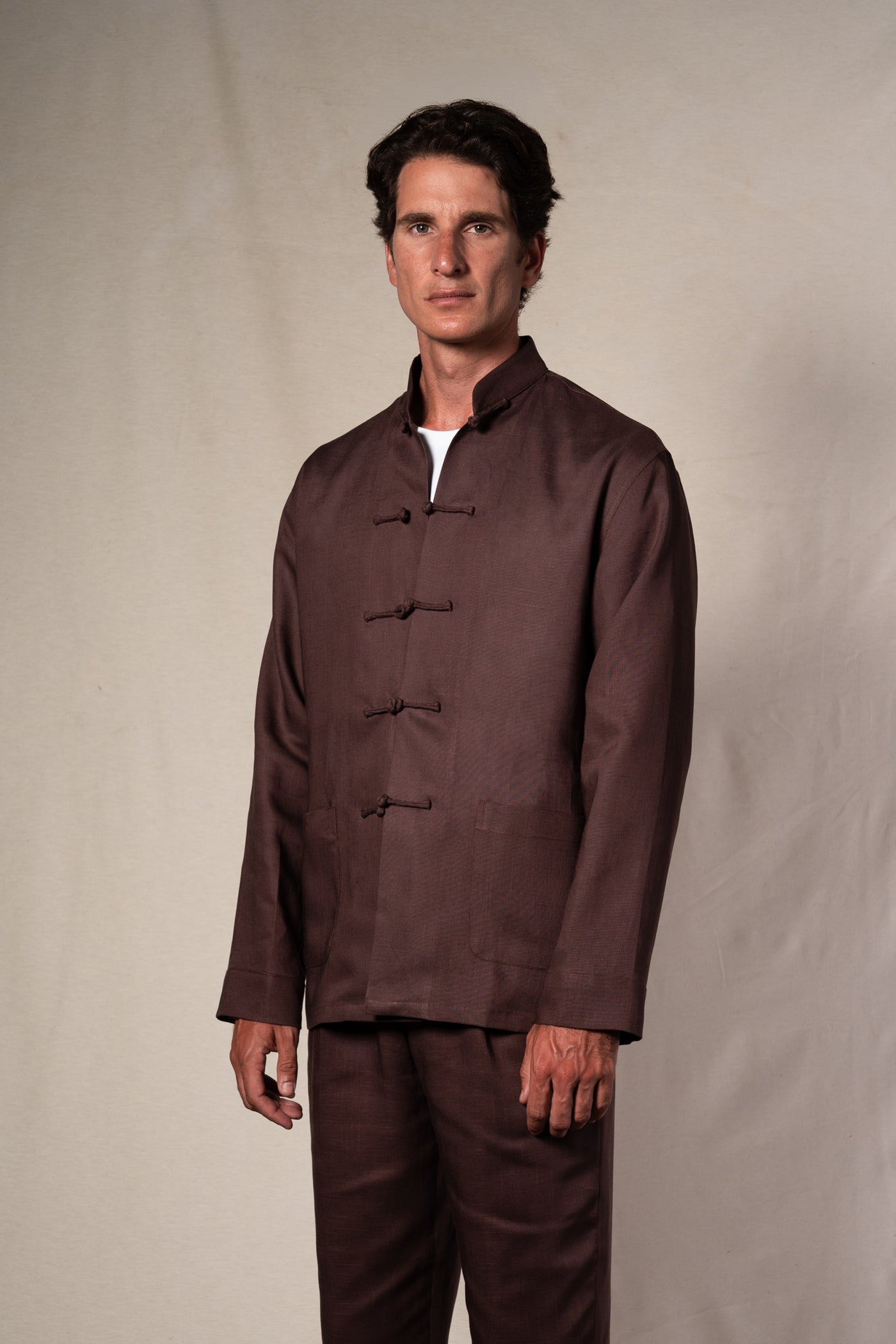 Dark Brown Tang Linen Shirt