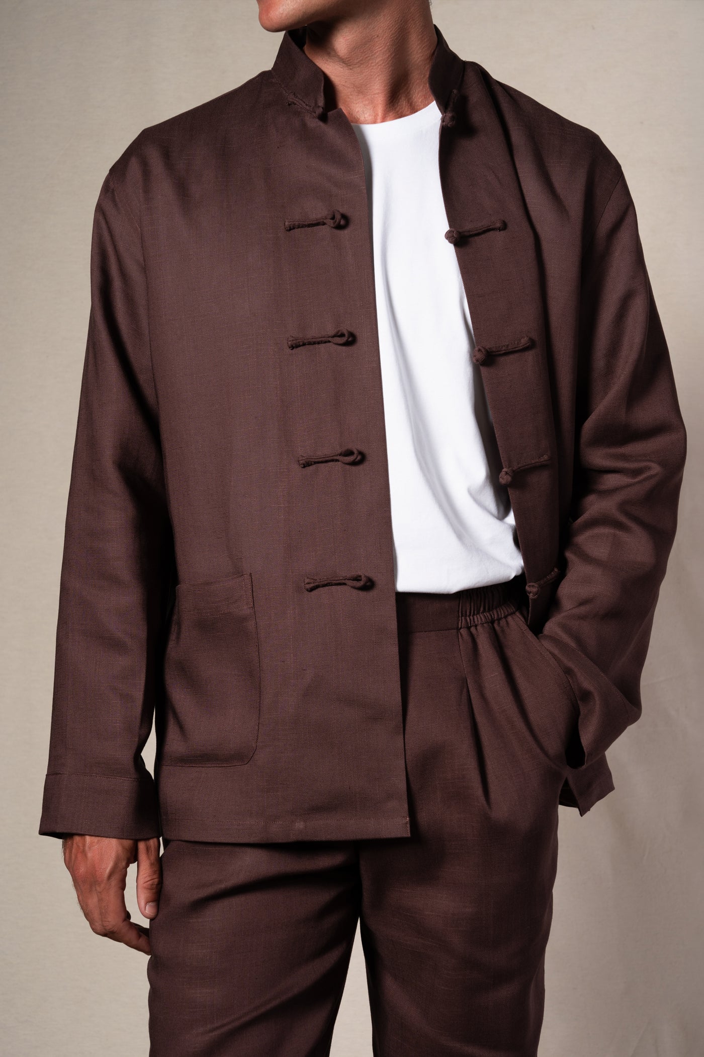 Dark Brown Tang Linen Shirt