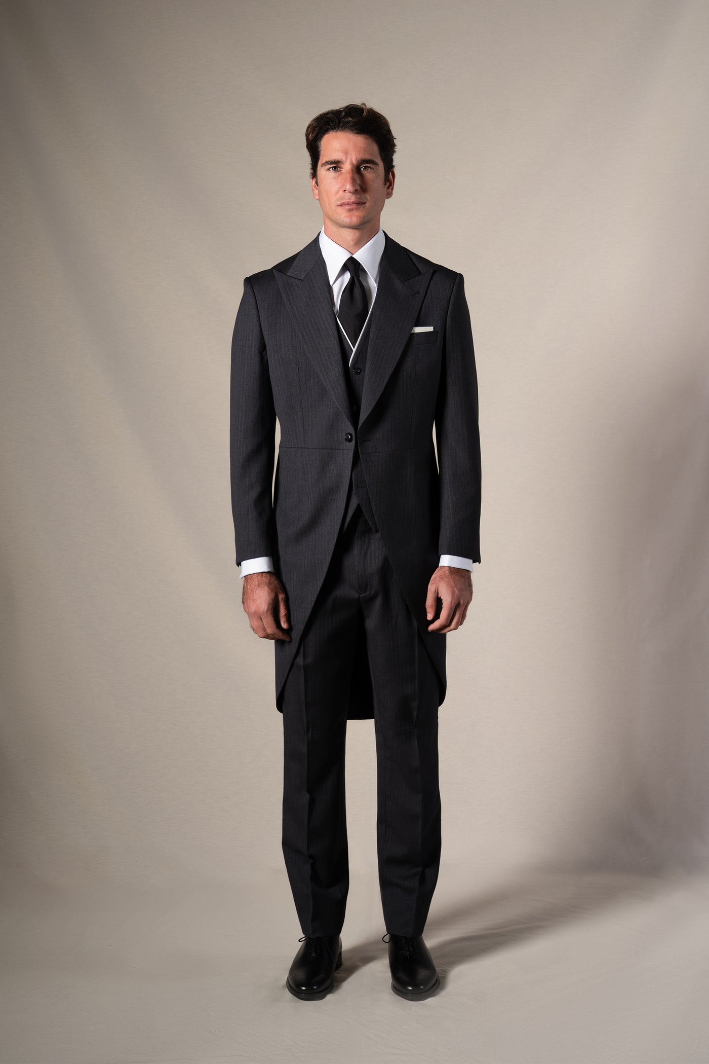 Classic Herringbone Grey Morning Suit - Chaqué BUND