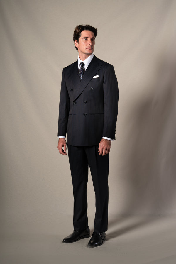 Dark Blue Pinstripe Double Breasted Suit