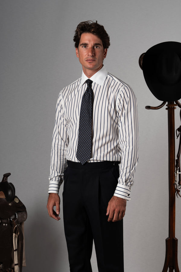 Dark Navy Light Stripes Business Shirt
