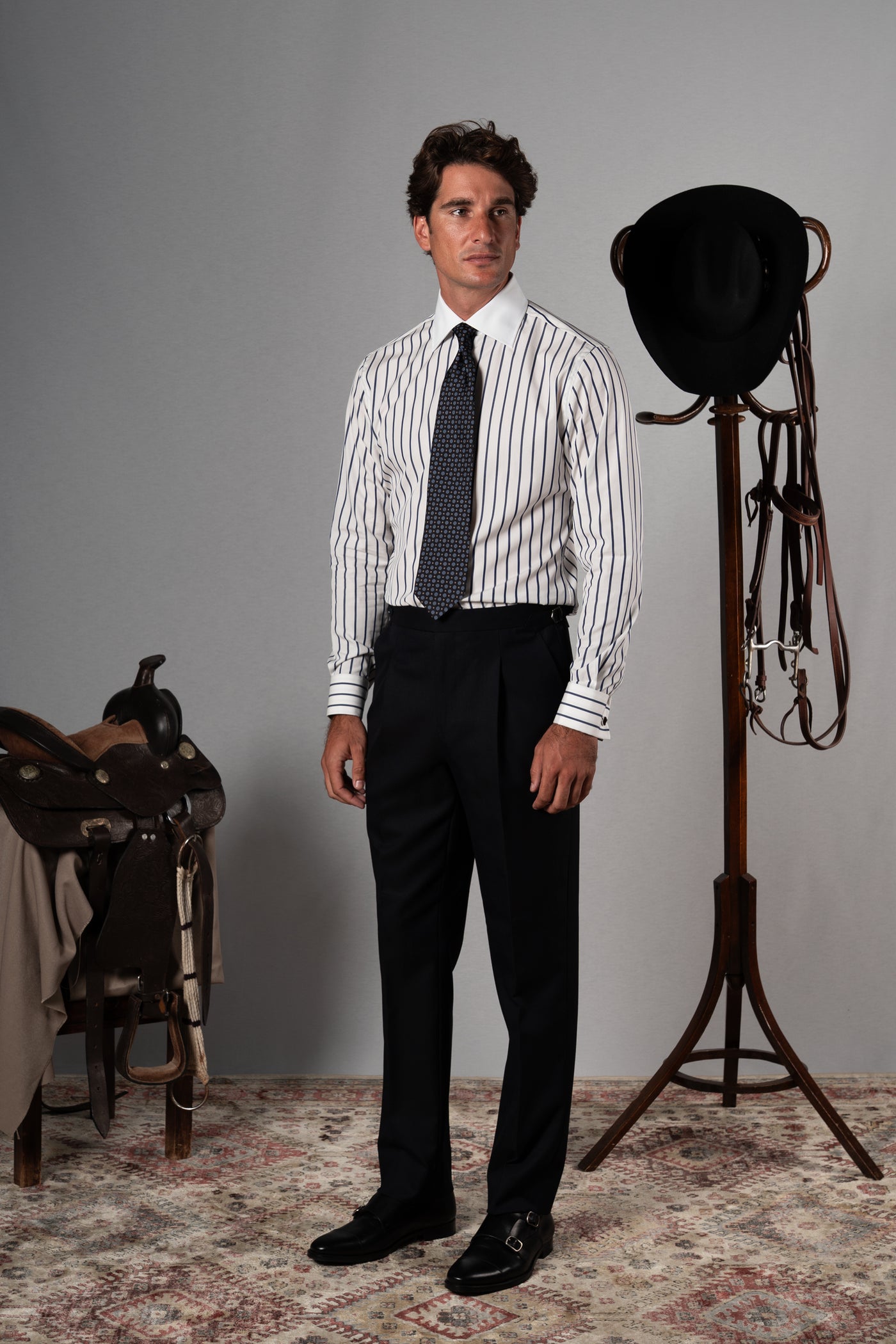 Dark Navy Light Stripes Business Shirt - Camisa BUND