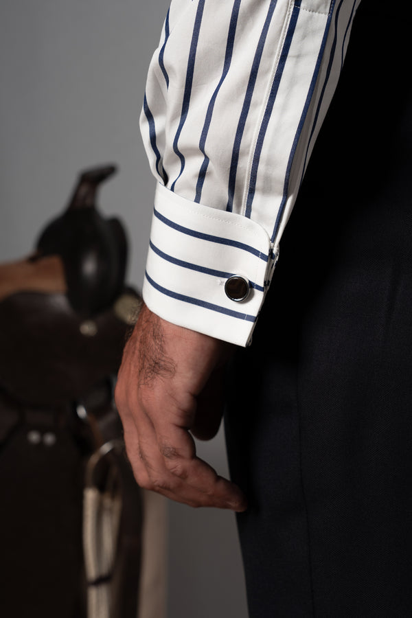 Dark Navy Light Stripes Business Shirt