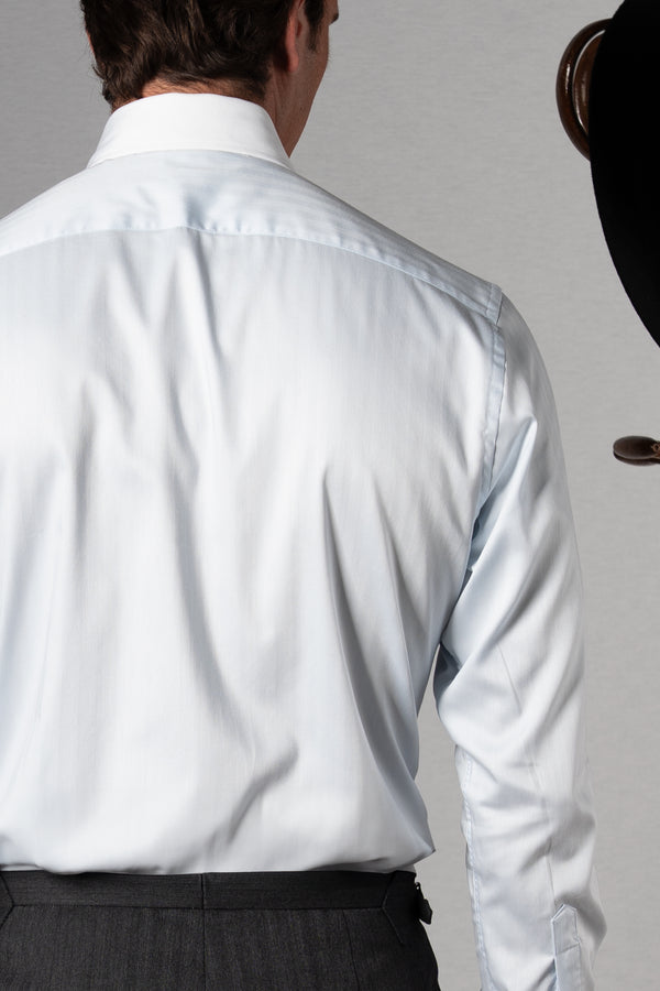 Wide Herringbone Light Blue Business Shirt