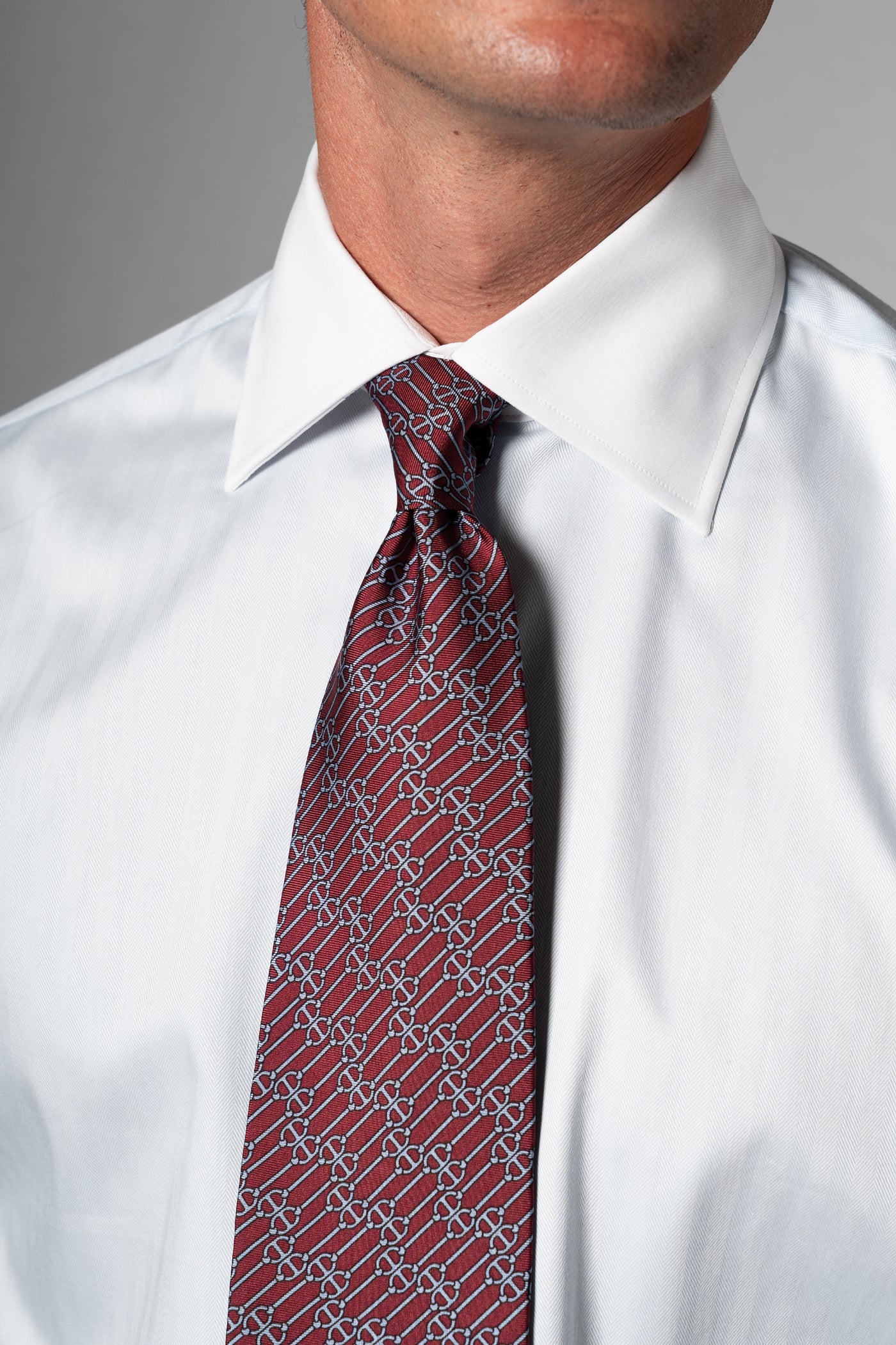 Wide Herringbone Light Blue Business Shirt - Camisa BUND