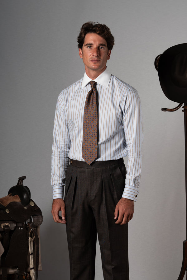 Stripes Light Brown Business Shirt