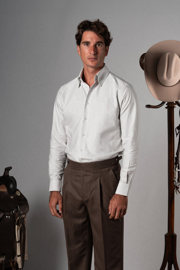 Green & Burgundy Stripes Oxford Shirt