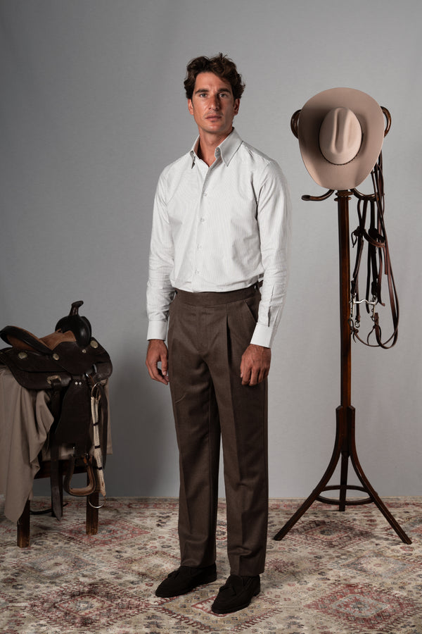 Green & Burgundy Stripes Oxford Shirt