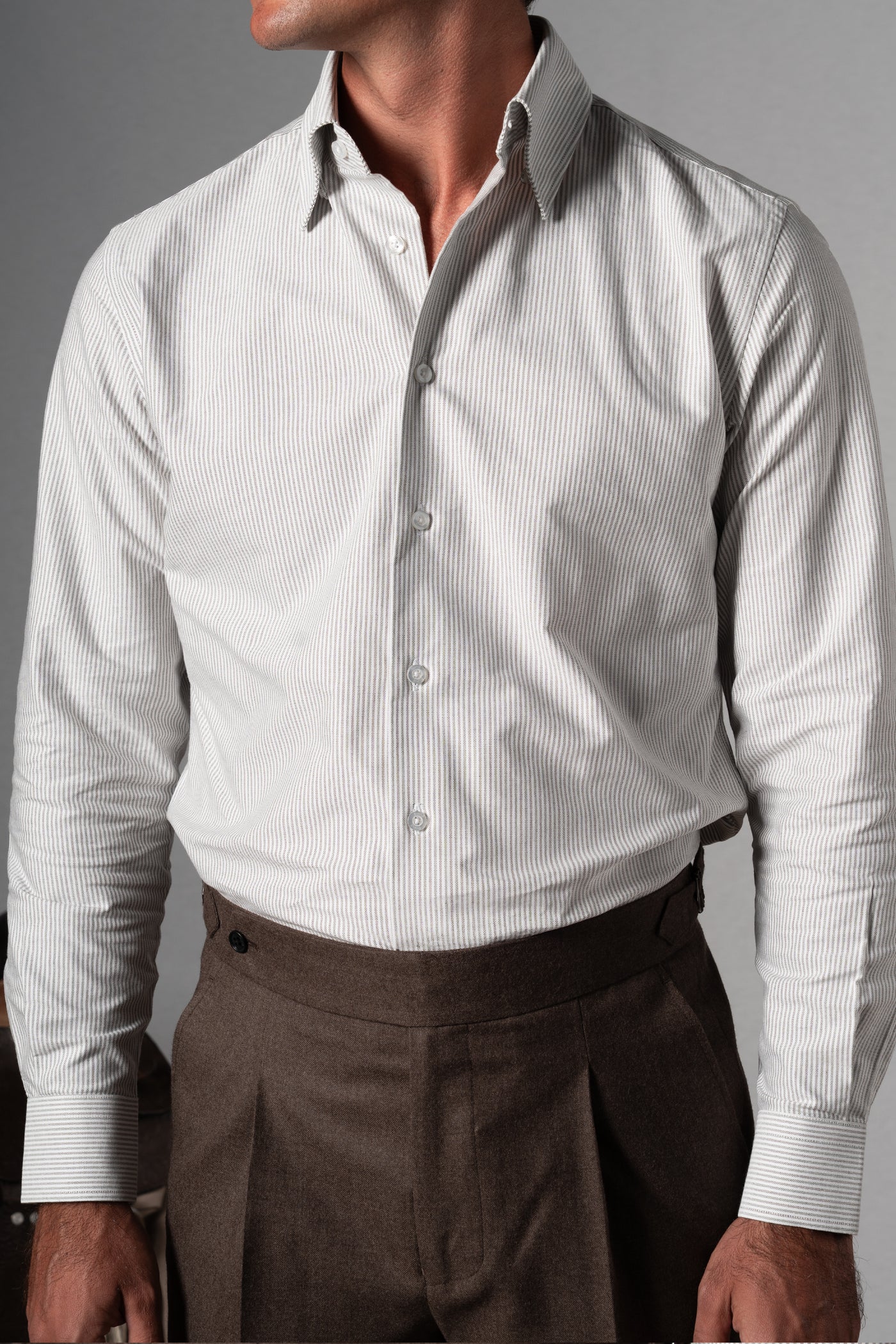 Green & Burgundy Stripes Oxford Shirt - Camisa BUND