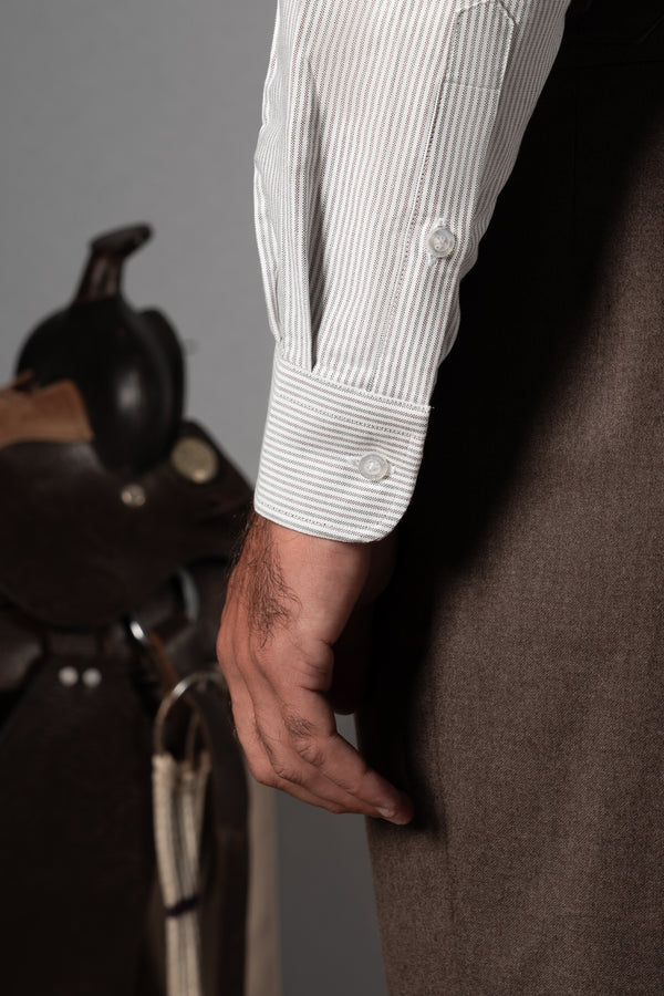 Green & Burgundy Stripes Oxford Shirt