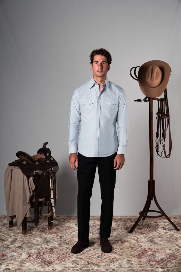 Light Blue Western Oxford Shirt