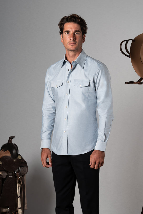 Light Blue Western Oxford Shirt