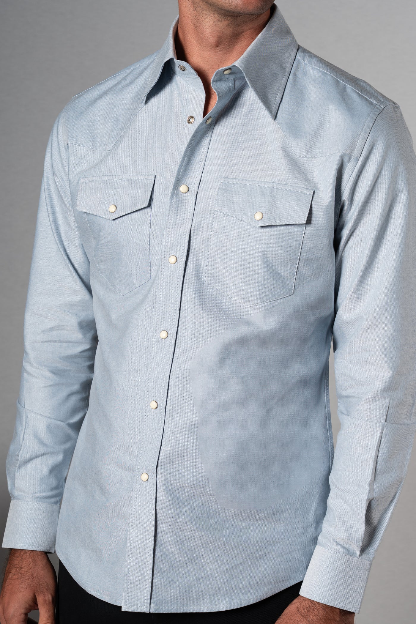 Light Blue Western Oxford Shirt - Camisa BUND