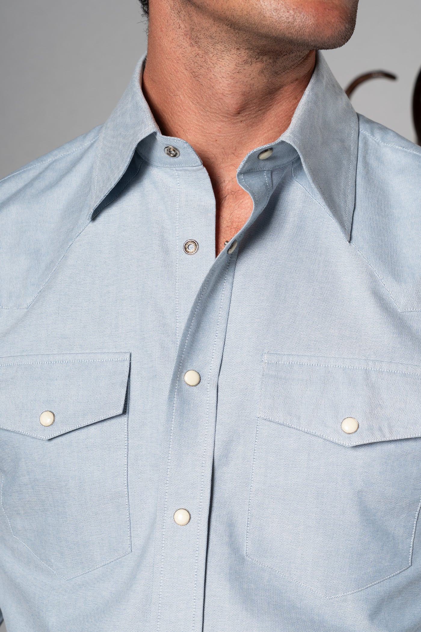Light Blue Western Oxford Shirt - Camisa BUND