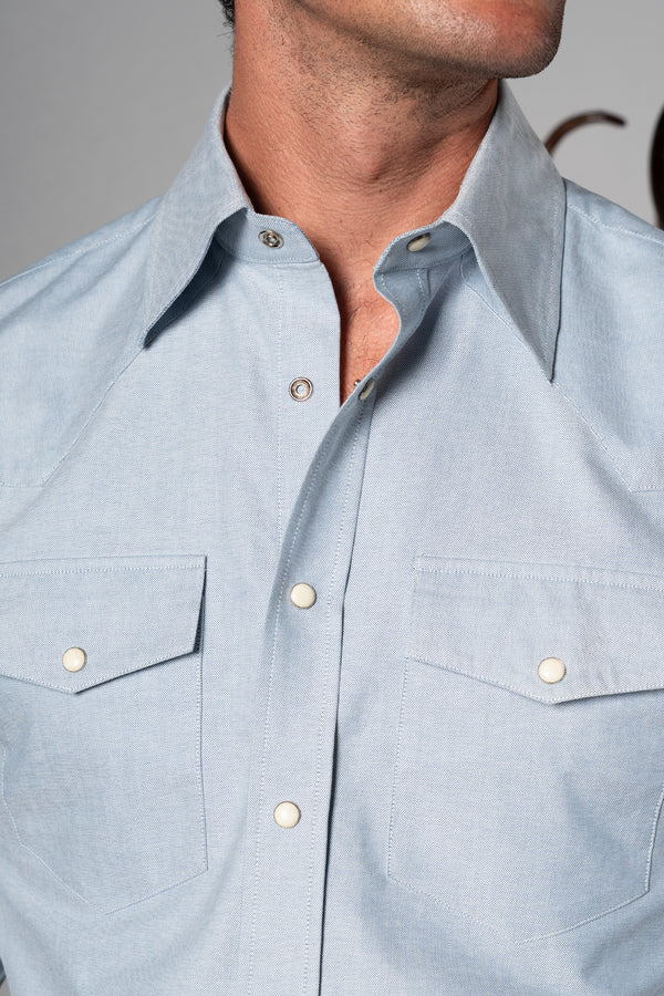 Light Blue Western Oxford Shirt