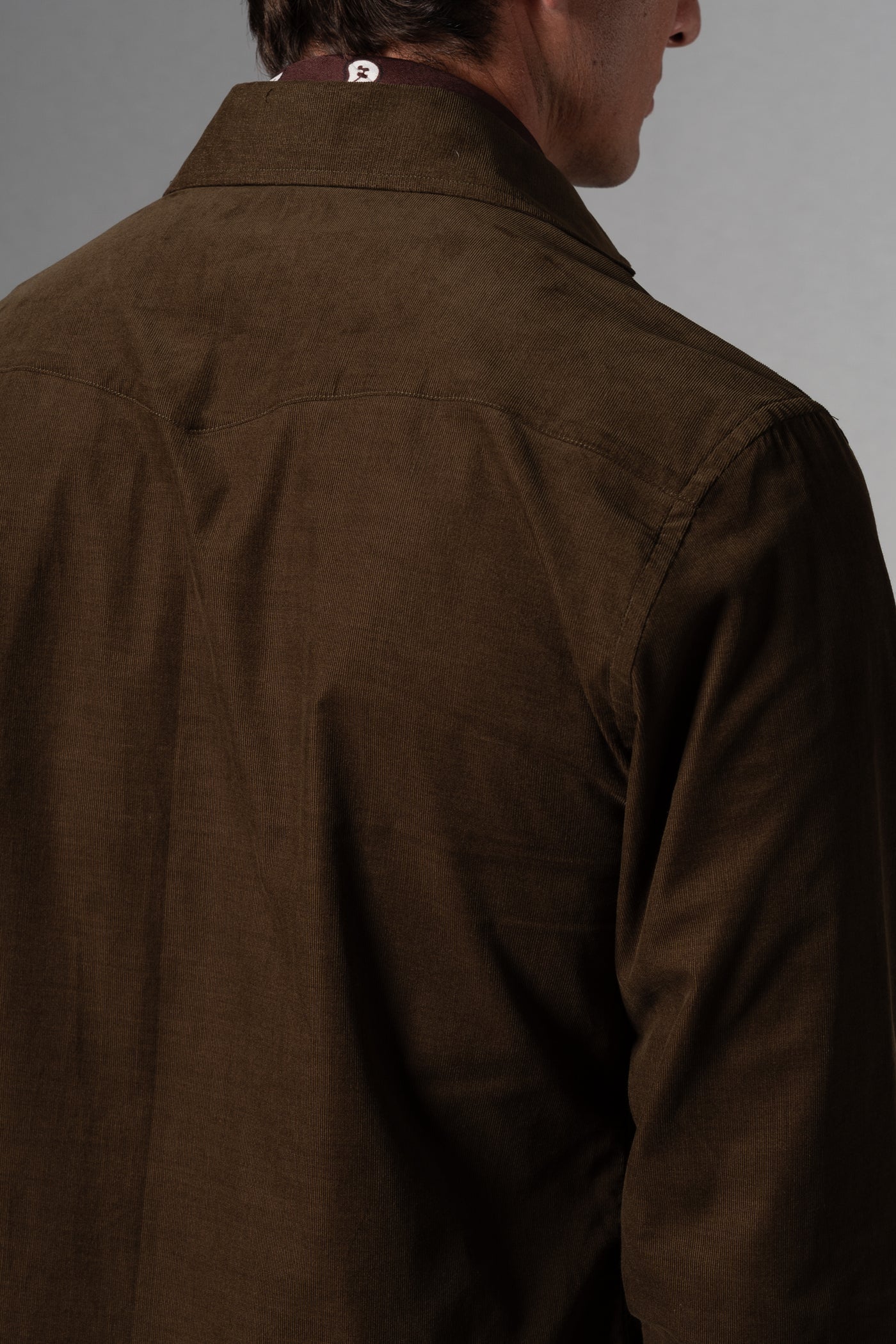 Dark Green Corduroy Casual Shirt - Camisa BUND