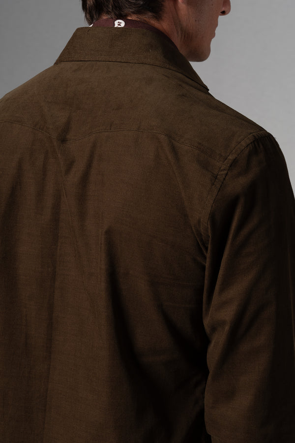 Dark Green Corduroy Casual Shirt