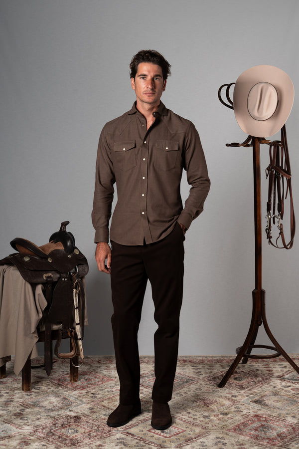 Flannel Brown Western Casual Shirt