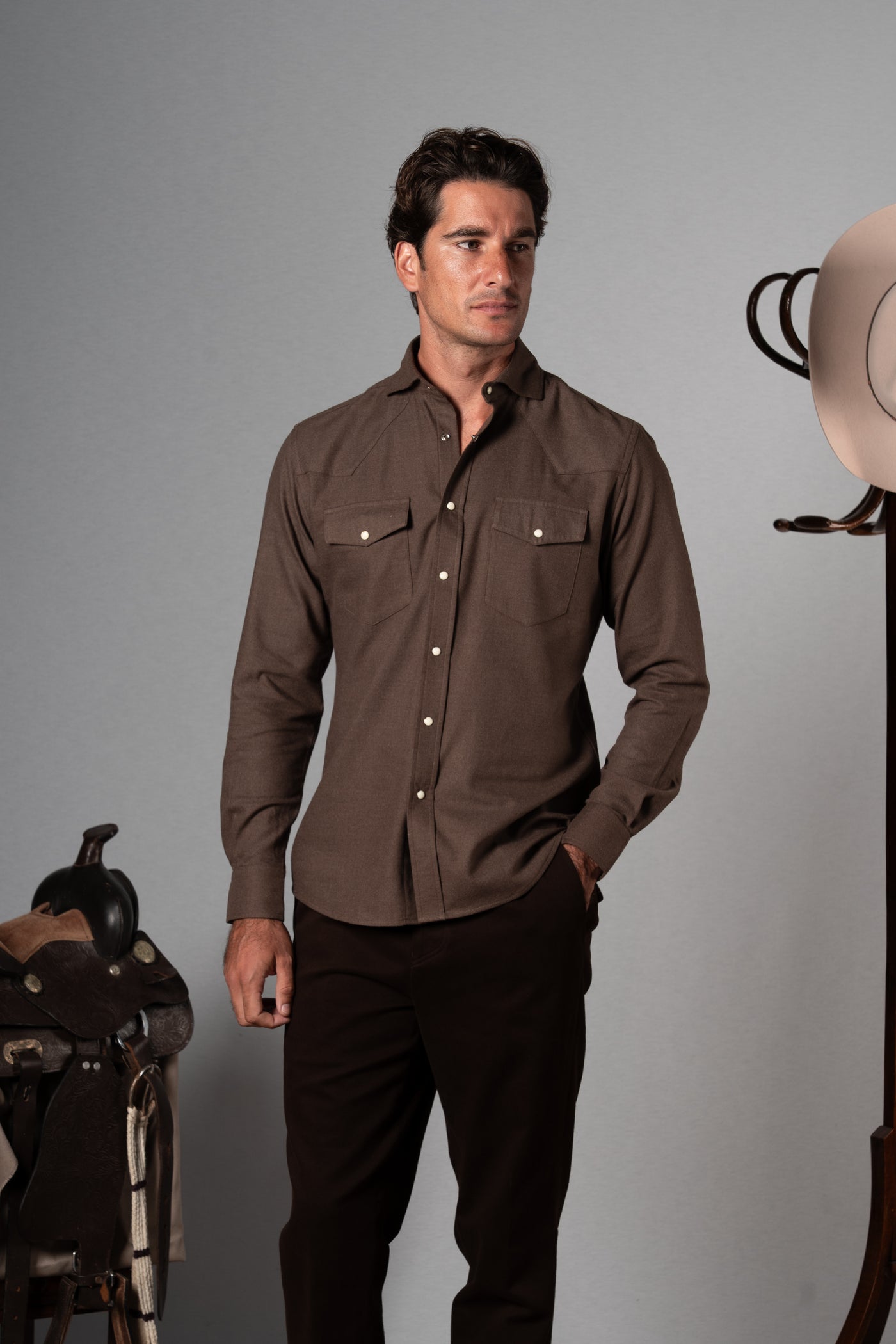 Flannel Brown Western Casual Shirt - Camisa BUND