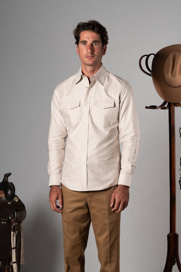 Beige Western Oxford Shirt