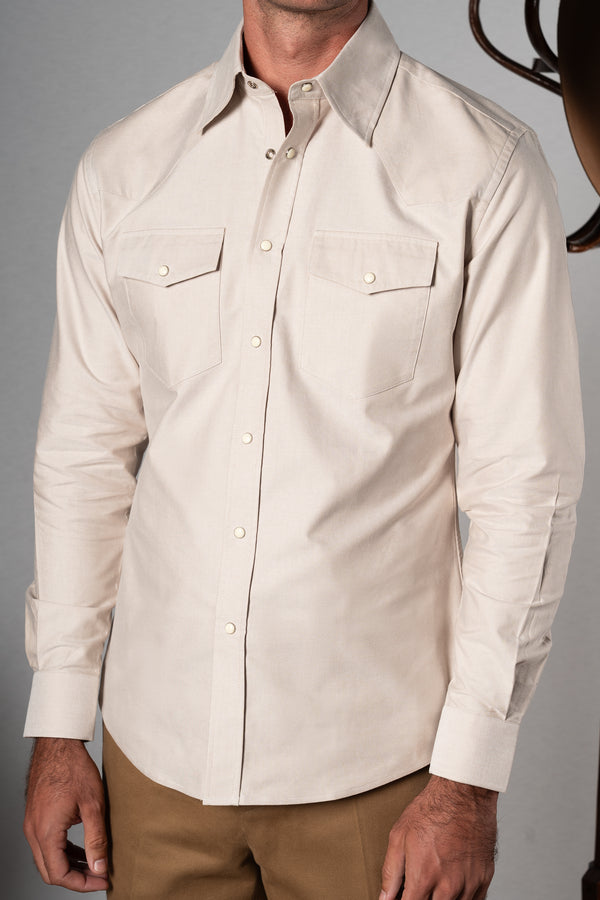 Beige Western Oxford Shirt