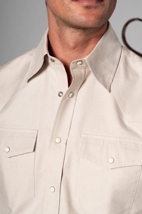 Beige Western Oxford Shirt
